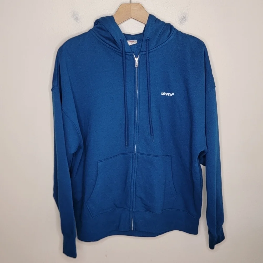 Levi's | Blue Zip Front Hoodie Sweatshirt Jacket Small Logo Size Small